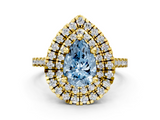 Yellow gold Double Halo Fancy Blue Pear  Diamond Pave Band with Four-Prong Setting_42