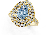 Yellow gold Double Halo Fancy Blue Pear  Diamond Pave Band with Four-Prong Setting_43