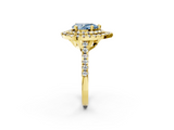 Yellow gold Double Halo Fancy Blue Pear  Diamond Pave Band with Four-Prong Setting_44