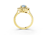 Yellow gold Double Halo Fancy Blue Pear  Diamond Pave Band with Four-Prong Setting_45