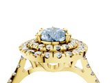Yellow gold Double Halo Fancy Blue Pear  Diamond Pave Band with Four-Prong Setting_46