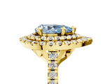 Yellow gold Double Halo Fancy Blue Pear  Diamond Pave Band with Four-Prong Setting_47