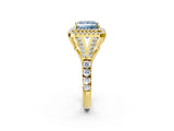 Yellow gold Double Halo Fancy Blue Princess -Shaped Split Shank Diamond Ring with Prong Setting_17