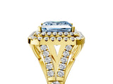 Yellow gold Double Halo Fancy Blue Princess -Shaped Split Shank Diamond Ring with Prong Setting_20