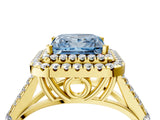 Yellow gold Double Halo Fancy Blue Princess Cut Diamond Split Shank Engagement Ring with Four-Prong Setting_7