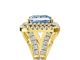 Yellow gold Double Halo Fancy Blue Princess Cut Diamond Split Shank Engagement Ring with Four-Prong Setting_8