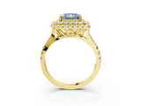 Yellow gold Double Halo Fancy Blue Princess  Cut Pave Split Shank Prong Set Ring_18