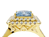 Yellow gold Double Halo Fancy Blue Princess  Cut Pave Split Shank Prong Set Ring_19