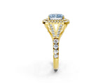 Yellow gold Double Halo Fancy Blue Radiant -Shaped Split Shank Diamond Ring with Prong Setting_17