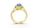 Yellow gold Double Halo Fancy Blue Radiant -Shaped Split Shank Diamond Ring with Prong Setting_18