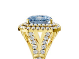 Yellow gold Double Halo Fancy Blue Radiant -Shaped Split Shank Diamond Ring with Prong Setting_20
