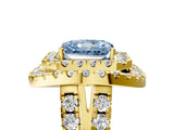 Yellow gold Double Halo Fancy Blue Radiant Cut Diamond Split Shank Prong Setting Ring_5