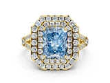 Yellow gold Double Halo Fancy Blue Radiant  Cut Pave Split Shank Prong Set Ring_15