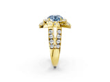 Yellow gold Double Halo Fancy Blue Round Cut Diamond Split Shank Prong Setting Ring_2