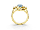 Yellow gold Double Halo Fancy Blue Round Cut Diamond Split Shank Prong Setting Ring_3