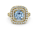 Yellow gold Double Halo Fancy Blue Round  Cut Pave Split Shank Prong Set Ring_15