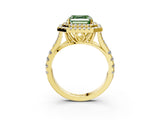 Yellow gold Double Halo Fancy Green Asscher -Shaped Split Shank Diamond Ring with Prong Setting_18