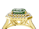 Yellow gold Double Halo Fancy Green Asscher -Shaped Split Shank Diamond Ring with Prong Setting_19