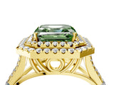 Yellow gold Double Halo Fancy Green Asscher Cut Diamond Split Shank Engagement Ring with Four-Prong Setting_7