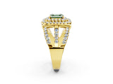 Yellow gold Double Halo Fancy Green Asscher Cut Diamond Split Shank Pave Set Ring_5