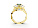 Yellow gold Double Halo Fancy Green Asscher Cut Diamond Split Shank Pave Set Ring_6