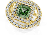 Yellow gold Double Halo Fancy Green Asscher Cut Diamond Split Shank Prong Setting Ring_1