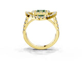 Yellow gold Double Halo Fancy Green Asscher Cut Diamond Split Shank Prong Setting Ring_3