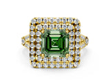 Yellow gold Double Halo Fancy Green Asscher  Cut Pave Split Shank Prong Set Ring_15
