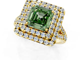 Yellow gold Double Halo Fancy Green Asscher  Cut Pave Split Shank Prong Set Ring_16