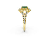 Yellow gold Double Halo Fancy Green Asscher  Cut Pave Split Shank Prong Set Ring_17