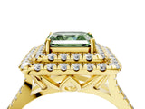 Yellow gold Double Halo Fancy Green Asscher  Cut Pave Split Shank Prong Set Ring_19