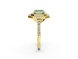 Yellow gold Double Halo Fancy Green Asscher  Diamond Pave Band with Four-Prong Setting_2