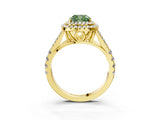 Yellow gold Double Halo Fancy Green Cushion Cut Diamond Split Shank Engagement Ring with Four-Prong Setting_6