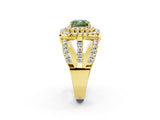Yellow gold Double Halo Fancy Green Cushion Cut Diamond Split Shank Pave Set Ring_5