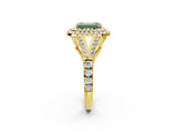 Yellow gold Double Halo Fancy Green Emerald -Shaped Split Shank Diamond Ring with Prong Setting_17