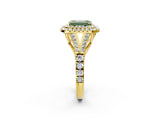 Yellow gold Double Halo Fancy Green Emerald Cut Diamond Split Shank Engagement Ring with Four-Prong Setting_5