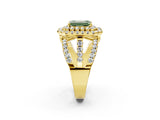 Yellow gold Double Halo Fancy Green Emerald Cut Diamond Split Shank Pave Set Ring_5