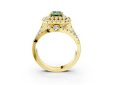 Yellow gold Double Halo Fancy Green Emerald Cut Diamond Split Shank Pave Set Ring_6