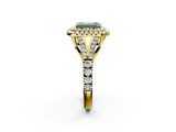 Yellow gold Double Halo Fancy Green Emerald  Cut Diamond Split Shank Ring with Four Prong Setting_22