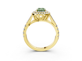 Yellow gold Double Halo Fancy Green Emerald  Cut Diamond Split Shank Ring with Four Prong Setting_23