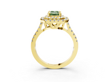 Yellow gold Double Halo Fancy Green Emerald  Diamond Pave Band with Four-Prong Setting_46