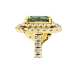 Yellow gold Double Halo Fancy Green Emerald  Diamond Pave Band with Four-Prong Setting_48