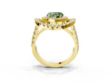 Yellow gold Double Halo Fancy Green Heart Cut Diamond Split Shank Prong Setting Ring_3