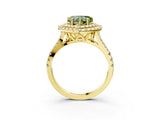 Yellow gold Double Halo Fancy Green Heart  Cut Pave Split Shank Prong Set Ring_18