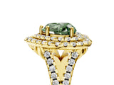 Yellow gold Double Halo Fancy Green Heart  Cut Pave Split Shank Prong Set Ring_20