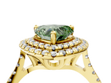Yellow gold Double Halo Fancy Green Heart  Diamond Pave Band with Four-Prong Setting_20