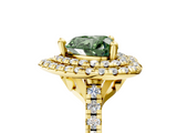Yellow gold Double Halo Fancy Green Heart  Diamond Pave Band with Four-Prong Setting_21