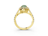 Yellow gold Double Halo Fancy Green Marquise -Shaped Split Shank Diamond Ring with Prong Setting_18