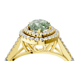 Yellow gold Double Halo Fancy Green Marquise -Shaped Split Shank Diamond Ring with Prong Setting_19
