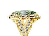 Yellow gold Double Halo Fancy Green Marquise -Shaped Split Shank Diamond Ring with Prong Setting_20